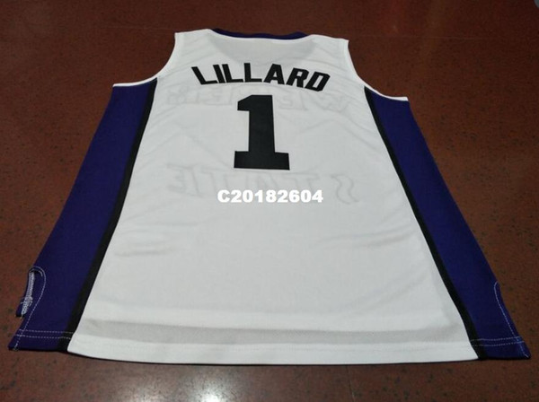 high quality #1 DAMIAN Lillard Weber State HIGH SCHOOL College jerseys RETRO Purple black white or custom any name or number jersey