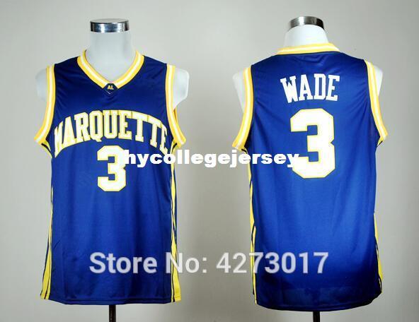 Mens #3 Dwayne Wade College Marquette Golden Eagles Basketball Jersey All Size Embroidery Stitched Size S-XXL Ncaa