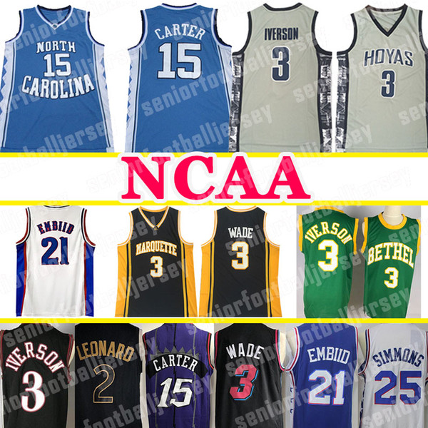 Vince 15 Carter Jersey NCAA College University Dwyane 3 Wade Joel Kawhi 2 Leonard 21 Embiid Allen 3 Iverson Ben 25 Simmons Jerseys