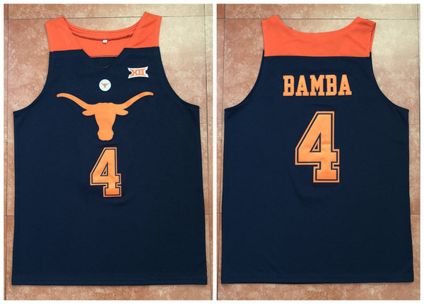 #4 Mohamed Mo Bamba Texas Longhorns college Navy blue Retro Classic Basketball Jersey Mens Stitched Custom any Number and name Jerseys