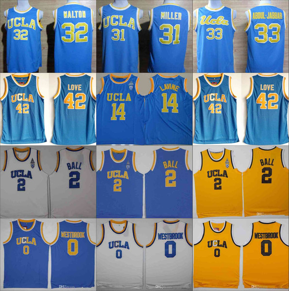 UCLA Bruins Jersey College Basketball Russell Westbrook Lonzo Ball Zach LaVine Kareem Abdul Jabbar Reggie Miller Bill Walton Kevin Love Blue