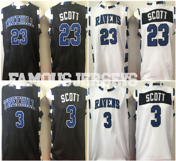 New movie basketball jerseys One Tree Hill Ravens Nathan Scott Lucas Scott basketball jerseys player game uniform black/white jerseys