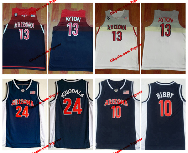 Mens Arizona Wildcats 13 DeAndre Ayton College Basketball Jersey 10 Mike Bibby 24 Andre Iguodala University Stitched Jerseys