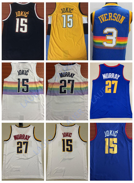 NCAA Newest 2019Jersey #55 Dikembe Mutombo #3 Allen Iverson 15 Jokic #2 Alex English Stitched Basketball Jerseys