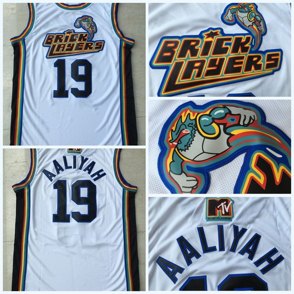 Men's 19 Aaliyah Bricklayers 1996 MTV Rock N Jock Jersey MovieBasketball Jersey Fashion All Stitched High Quality Free Shipping