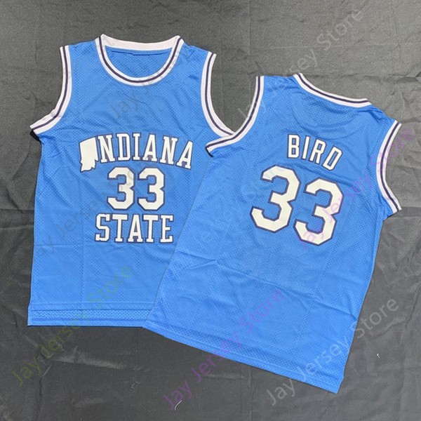 Larry Bird College Jersey ISU Indiana State Jerseys NCAA Basketball Jerseys Home Baby Blue size S-3XL