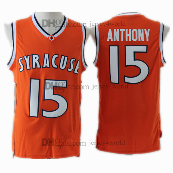 NCAA Syracuse College #15 Carmelo Anthony Jersey Orange Men's 100% Embroidery Stitched Basketball Jerseys Cheap Wholesale