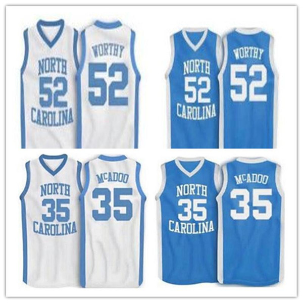 Cheap #35 Bob McAdoo #52 worthy North Carolina College basketball Jerseys Personalized Custom Jersey blue White Stitched NCAA