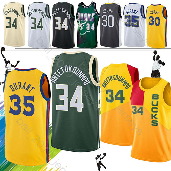 Giannis 34 Antetokounmpo Milwaukee 30 Curry jerseys Bucks Warriors 35 Durant top quality men Basketball Jerseys