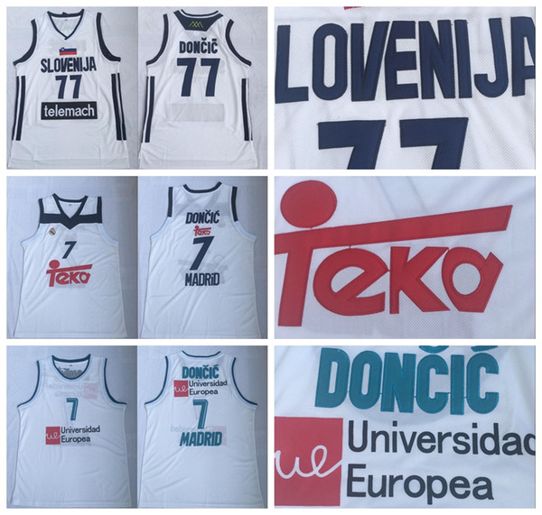 Real Madrid 77 Luka Doncic Jerseys Basketball Uniform 7 Team Club MVP Euroleague Spain Europe Slovenija White Color Men Stitched Good