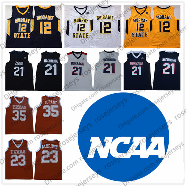 2019 New Murray State Racers 12 Ja Morant Texas Longhorns #35 Durant 23 Aldridge Kevin LaMarcus Gonzaga Bulldogs 21 Rui Hachimura Jersey