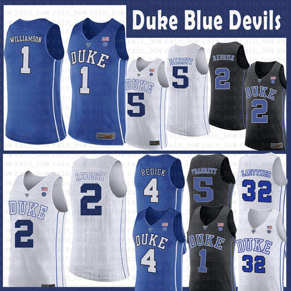 Ncaa Duke Blue Devils College 1 Zion Williamson Basketball Jersey 2 Cameron Reddish 5 RJ Barrett University 4 J.J. Redick 32 Laettner Irving