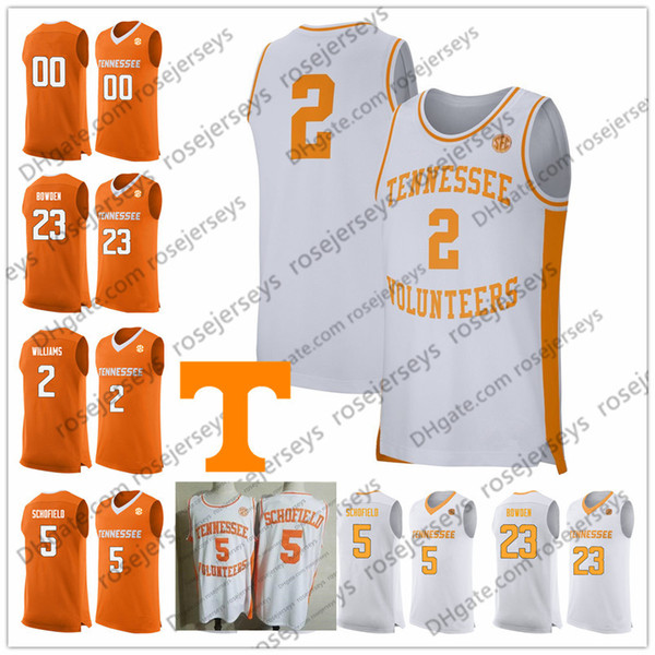 Custom Tennessee Volunteers 2019 Basketball orange white Any Name Number 2 Grant Williams 5 Admiral Schofield 0 Bone Turner Bowden Jerseys