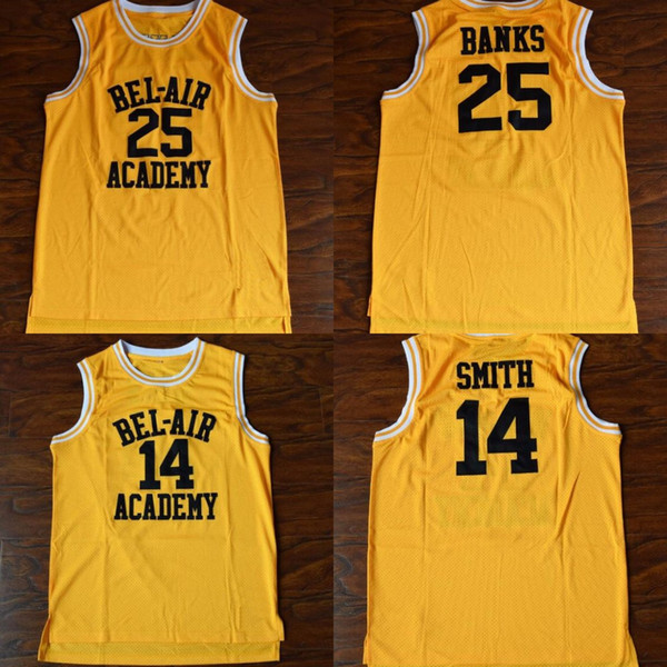 Hot Will Smith #14 Bel-Air Academy Basketball Carlton Banks #25 Bel-Air Academy Movie Basketball Jersey Men Free Shipping