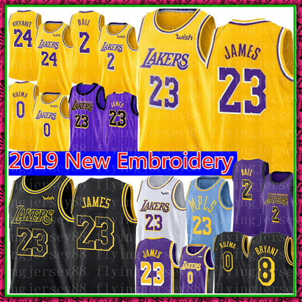 23 LeBron James Jersey NCAA University Lonzo # Ball Kyle 0 Kuzma Brandon 14 Ingram Embroidery Basketball Jerseys Size S-XXL