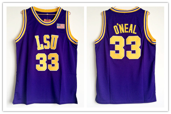 Shaq Lsu Jersey Oneal jersey retro NCAA college Jersey yellow purple Men's Embroidery basketball jerseys