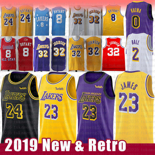 LeBron 23 James NCAA 24 Kobe 8 Bryant Jersey Magician Earvin 32 Johnson Lonzo 2 Ball Kyle 0 Kuzma Brandon 14 Ingram University Basketball