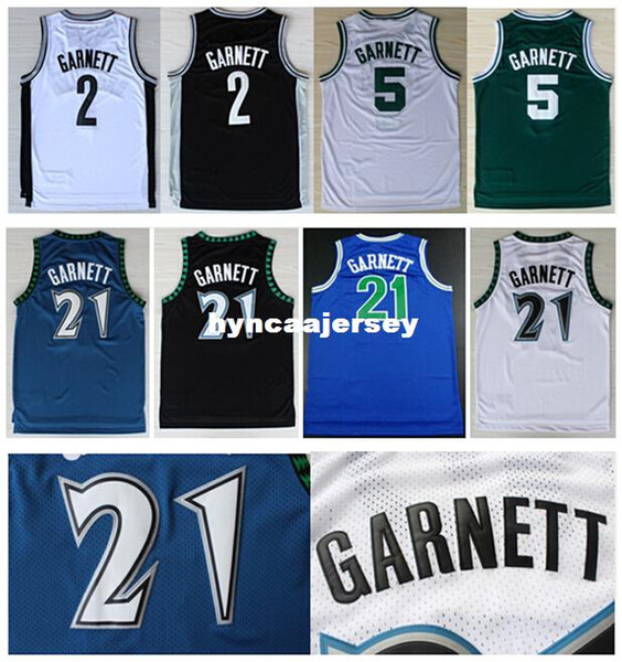 High Quality Stitched #21 Kevin Garnett Jerseys Black Blue White Basketball Jerseys Embroidery Logos Retro Cheap Ncaa