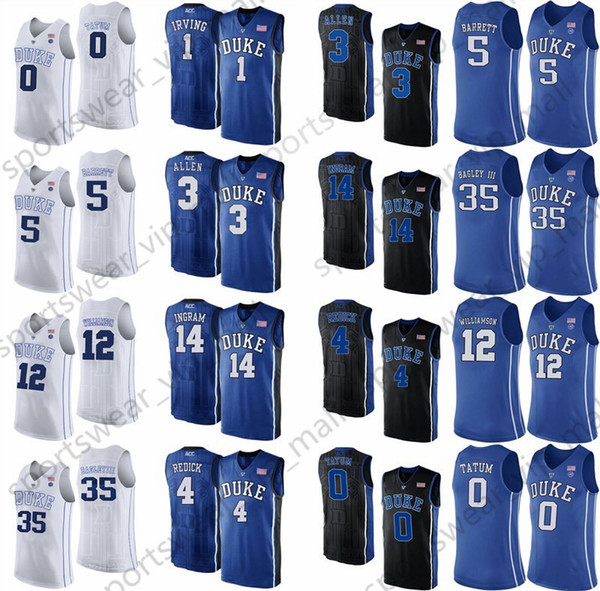 Mens Blue Devils Jersey Duke Blue Tatum RJ Barrett Zion Williamson Allen Kyrie Irving Grayson Jayson Stitched College Basketball Jerseys