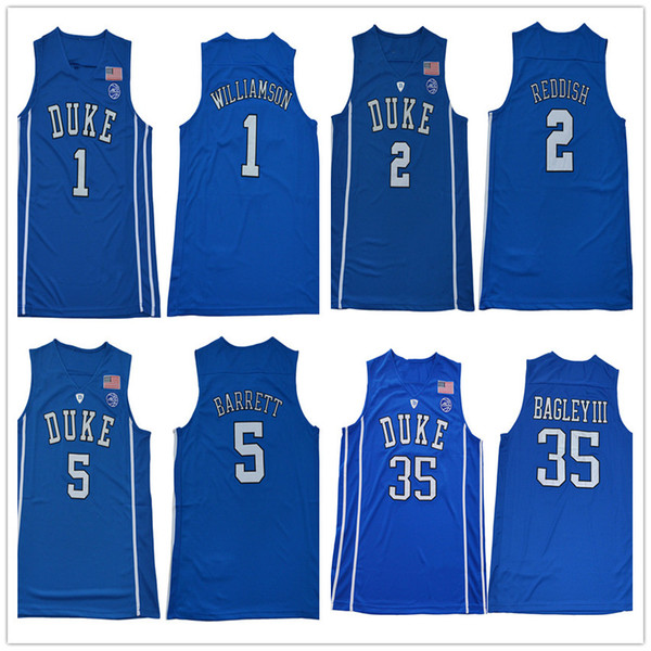 2019 #1 Zion Williamson #35 Marvin Bagley III #5 RJ Barrett 2 Cam Reddish NCAA College basketball jerseys Men Duke Blue Devils Stitched