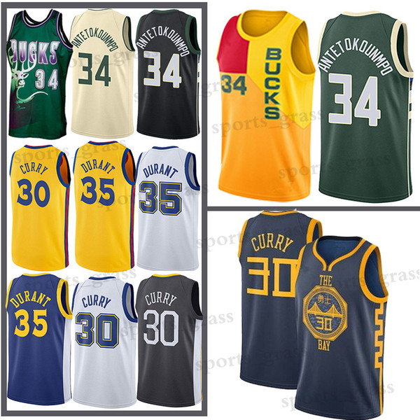 30 Curry Giannis 34 Antetokounmpo jersey 35 Durant Ray 34 Allen Milwaukee jerseys Bucks Basketball Jerseys