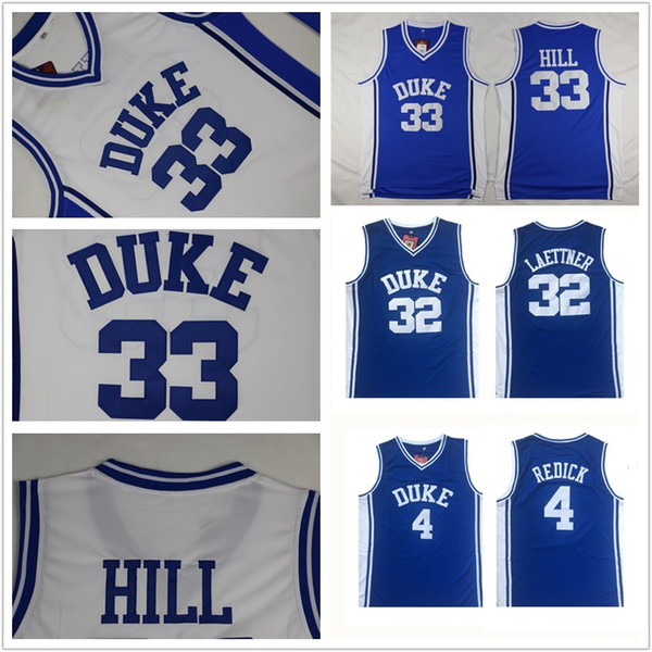 Duke Blue Devils Jersey 4 JJ Redick 32 Christian Laettner 33 Grant Hill blue white All Stitched NCAA Basketball jerseys Cheap