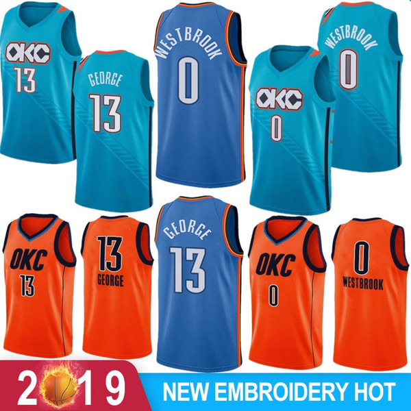 Paul 13 George Russell 0 Westbrook Carmelo 7 Anthony Jerseys George Westbrook Anthony 100% Stitched Hot Sale Adult Jerseys