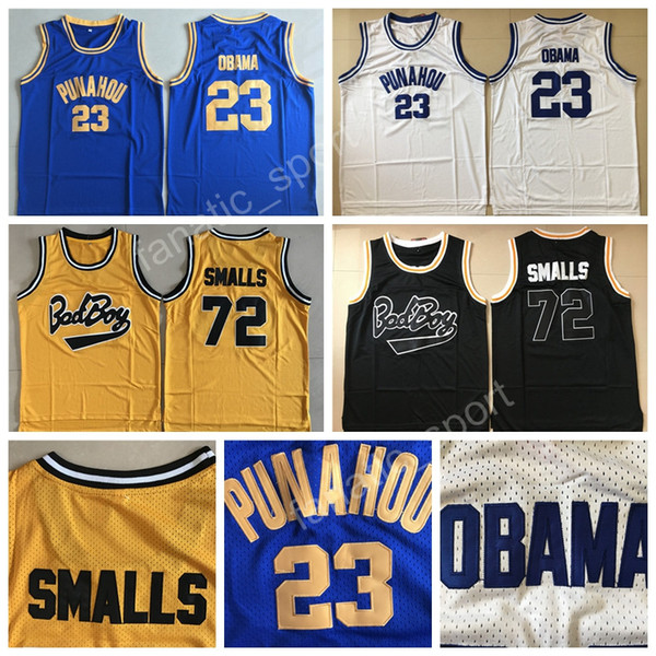 Punahou College 23 Barack Obama Jersey Men High School Bad Boy Notorious Big 72 Biggie Smalls Basketball Jerseys Movie Black White Purple