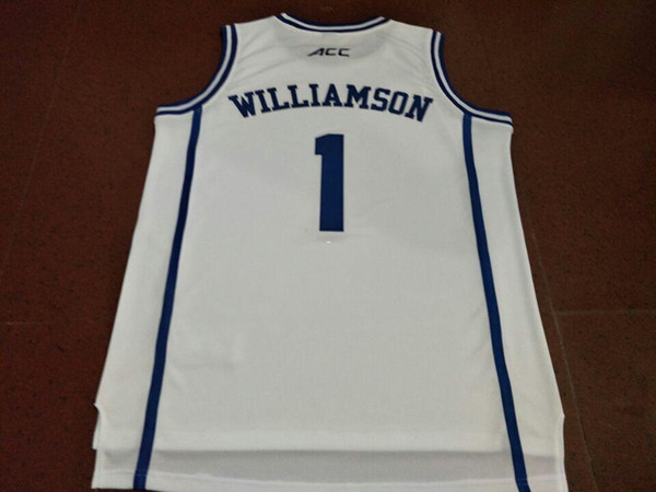 Men Duke Blue Devils WILLIAMSON #1 Round neck REAL Full embroidery College jersey Size S-4XL or custom any name or number jersey