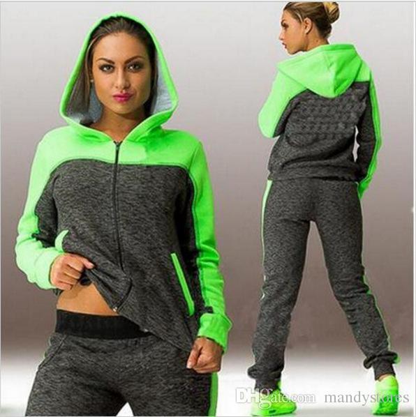 Women's Sports Suits Sexy Tracksuit 2 Piece Set Sportswear Jogging Track Suit Women Sport Set Two Piece Hooded Sweater Suit