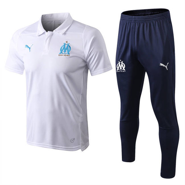 hui 2019 Olympic Marseille Tracksuit Soccer Jogging Football Tops Coat Pants Sports Training 17/18/19 Suit Men OM Football tracksuit