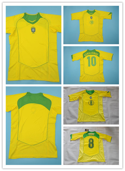 2004 Brazil home jersey 04 Brasil retro classic shirts Carlos Romario Ronaldo Ronaldinho Jersey camisa de futebol short sleeve Shirts