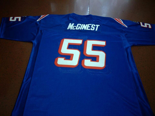 Men BLUE WHITE #55 Willie McGinest Game Worn RETRO College Jersey 1990 With Team Size S-4XL or custom any name or number jersey