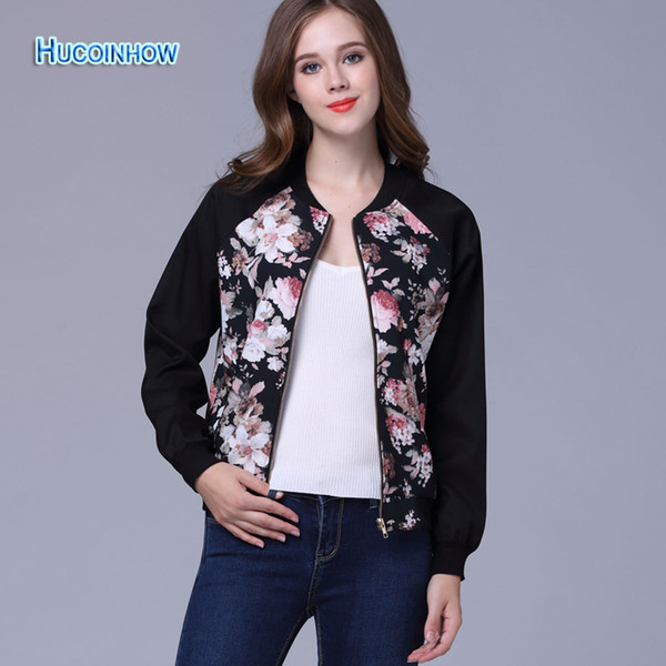 Wholesale-HUCOINHOW Women's Jackets College Students Sportwear Campus Popular Female Coat Sports Bowling Jackets Printed Sport Top