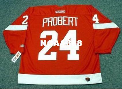 Mens #24 BOB PROBERT Detroit Red Wings 1993 CCM Vintage RETRO Home Hockey Jersey or custom any name or number retro Jersey