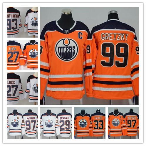 Men Women Youth Edmonton Oilers Jerseys 97 McDavid 99 Wayne Gretzky 29 Leon Draisaitl Milan Lucic Cam Talbot Nugent-Hopkins Orange Hockey