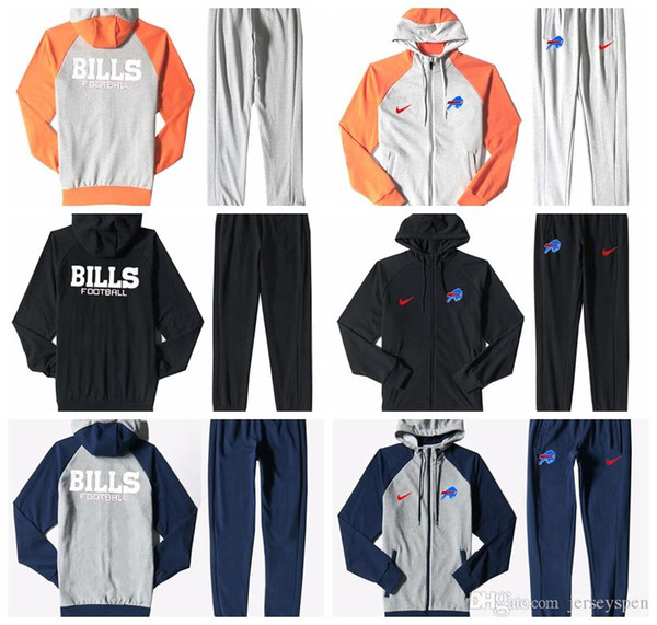 Buffalo Bills Men'S Print Full Zip Sports wear Men'S Sport Suit Bodysuit Plus Pantsuit Blue Ash Black Orange white splicing