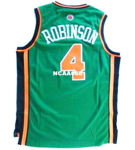 Men #4 Nate Robinson GREEN WHITE BLUE Mesh fabric Full embroidery College jersey Size S-4XL or custom any name or number College jersey