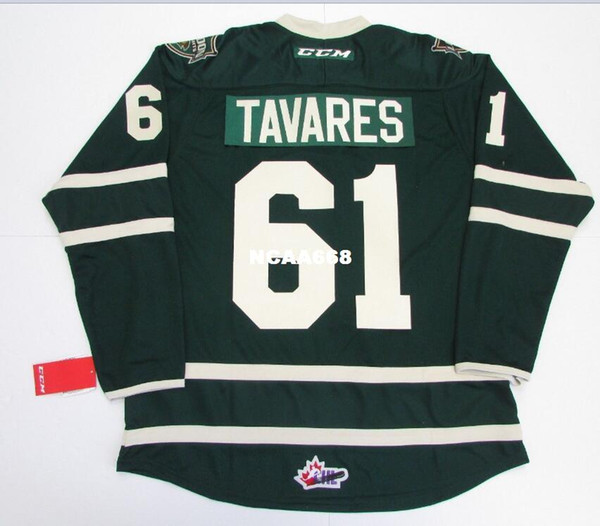 Real Men real Full embroidery #61 John Tavares London Knights 7185 Hockey Jersey or custom any name or number HOCKEY Jersey