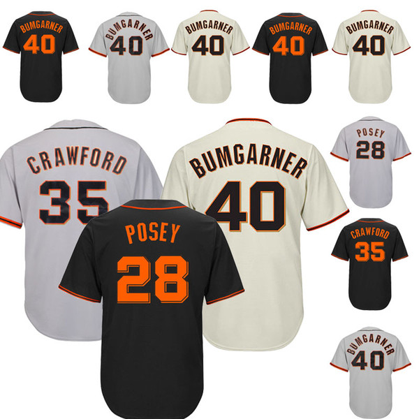 The New San Francisco Giants Baseball Jerseys Stitched 28 35 Brandon Crawford 40 Madison Bumgarner Embroidery logo Top Quality