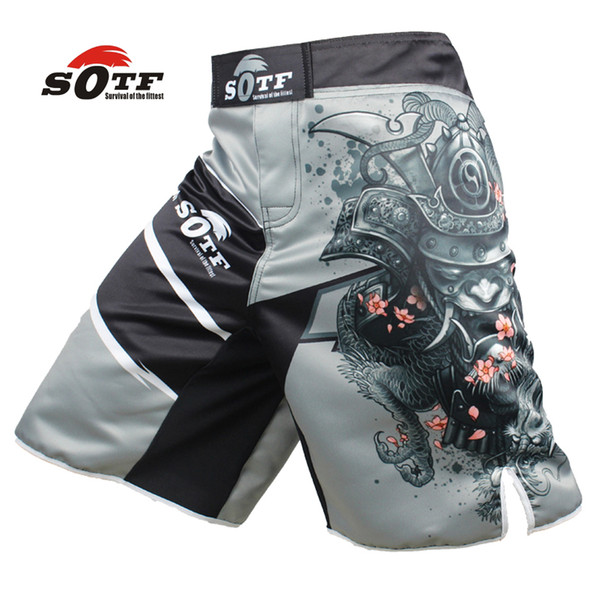 Sotf Men's Japanese Warrior Gray Sports Fitness Angle Pants Tiger Muay Thai Boxing Shorts Mma Short Kickboxing Boxeo Pretorian