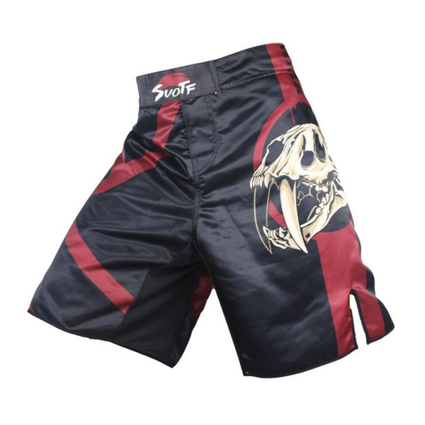 Boxing Trunk Black Skull Fear Fierce Fighting Breathable Fitness Boxing Pants Mma Boxing Tiger Muay Thai Mma Kickboxing Shorts