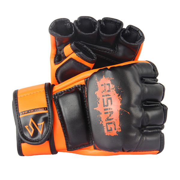 2018 Half Mitts Boxing Gloves Punching Grappling Sparring Half Finger Gloves Tiger Muay Thai Fighting Training Kickboxing Half Gloves