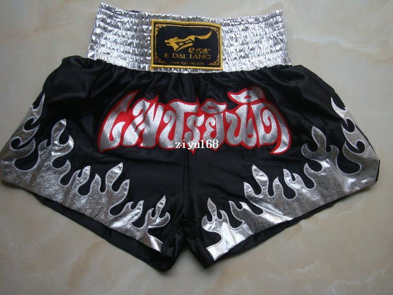 Free Shipping Silver flame muay thai shorts boxing pants shorts free combat pants sanda service boxing Muay thai pants