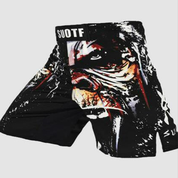 Boxing Trunk Black Skull Fear Fierce Fighting Breathable Fitness Boxing Pants Mma Boxing Tiger Muay Thai Mma Kickboxing Shorts