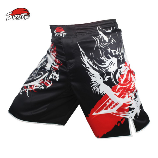 Suotf Mma Boxing Knife Wolf Movement Cotton Loose Size Training Kickboxing Shorts Mma Fight Shorts Muay Thai Boxing Mma Shorts