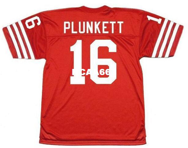 Men #16 JIM PLUNKETT 1977 Sewn Stitched RETRO JERSEY Full embroidery Jersey Size S-4XL or custom any name or number jersey