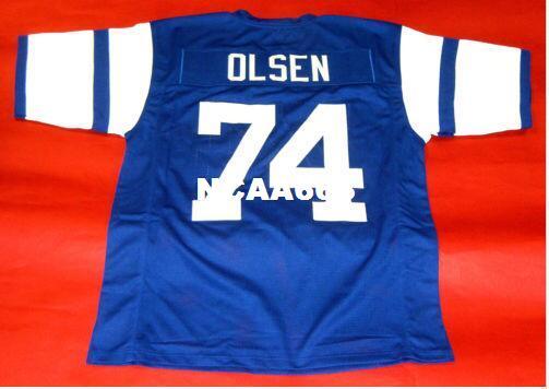 Men #74 MERLIN OLSEN CUSTOM FEARSOME FOURSOME College Jersey size s-4XL or custom any name or number jersey