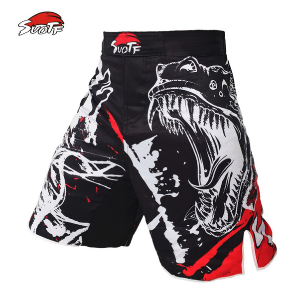 Suotf Black Ink Style Domineering Screaming Mma Fitness Breathable Shorts Fight Boxing Tiger Muay Thai Cheap Mma Shorts Boxeo