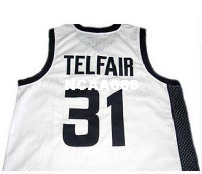 High School #31 Sebastian TELFAIR Jersey black Gray White or custom any name or number basketball jersey high quality embroidery Jerseys